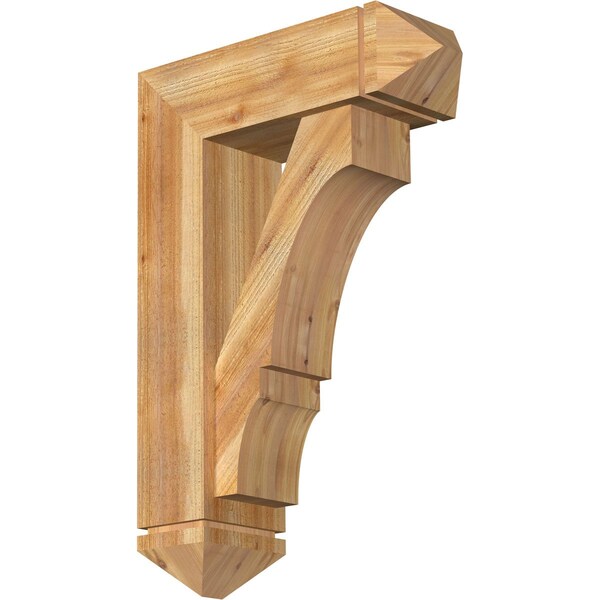 Ekena Millwork Balboa Arts and Crafts Rough Sawn Bracket w/ Offset Brace, Western Red Cedar, 8"W x 24"D x 36"H BKT0806X24X36BOA03RWR - main